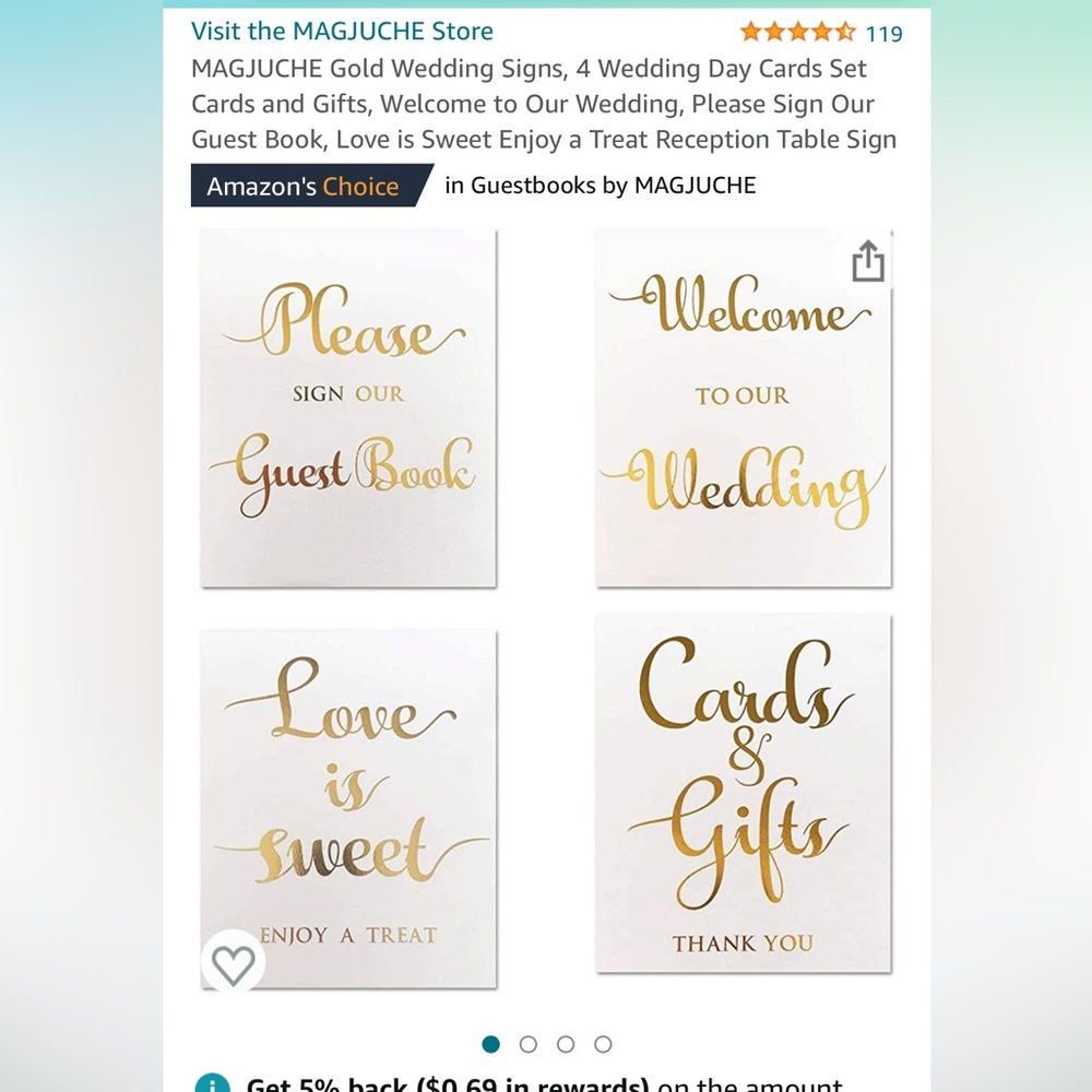 8” x 10” signs for a wedding with two stands